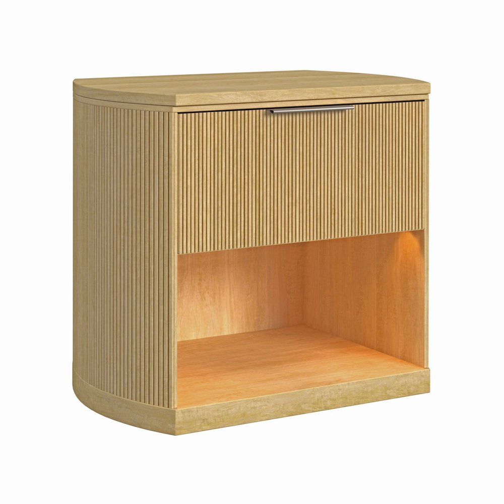 Sutton  1-Drawer Nightstand with Touch Light in Natural LED. Picture 1