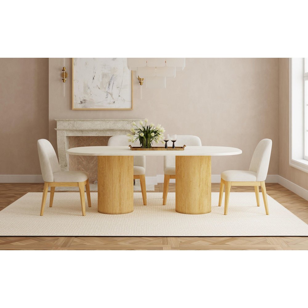 Sutton Dining Side Chair with White Fabric in Natural. Picture 3