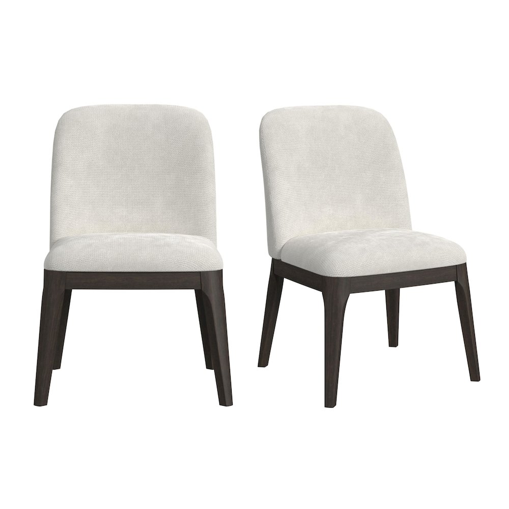 Sylvie Dining Side Chair with White Fabric in Dark Brown (2 Per Carton). Picture 1