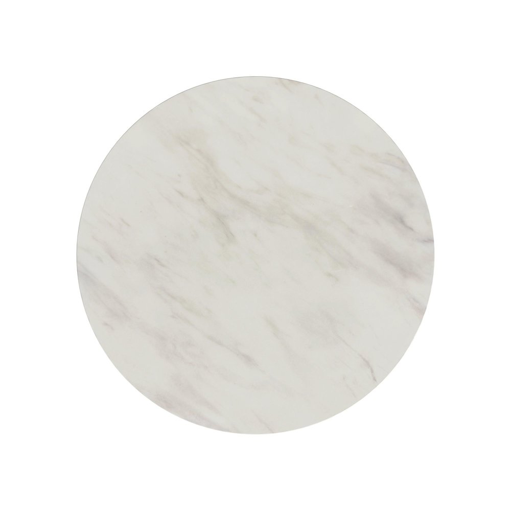 Sutton Round Coffee Table with White Faux Marble Top and Base in Natural. Picture 4