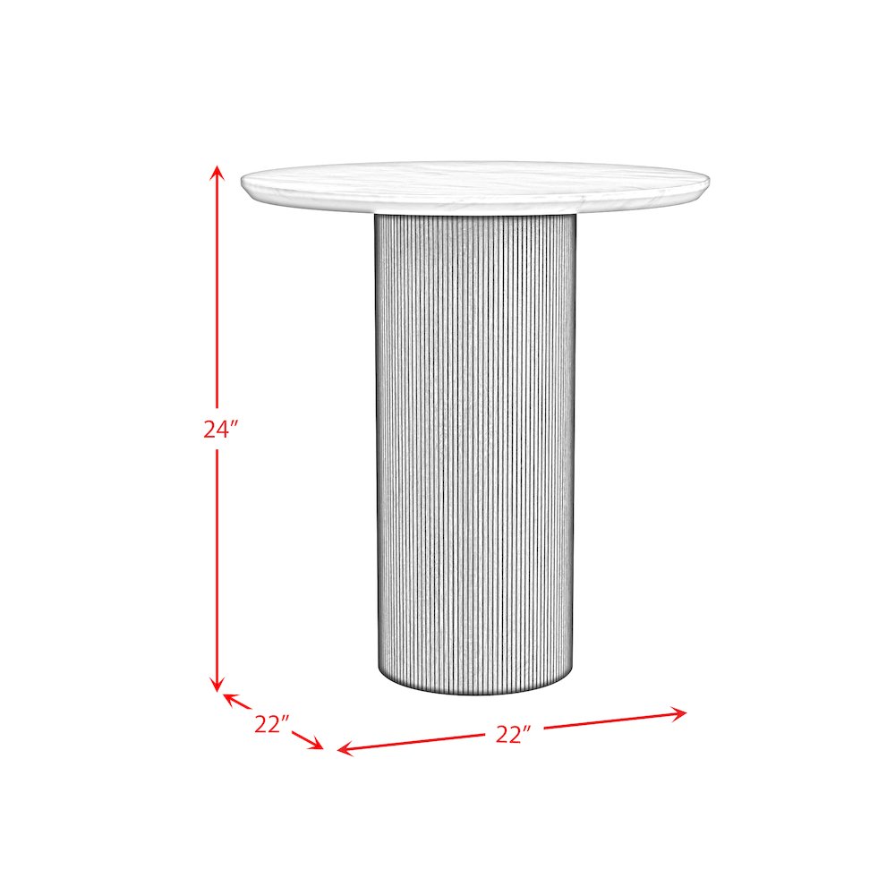 Sutton Round End Table with White Faux Marble Top and Base in Natural. Picture 7
