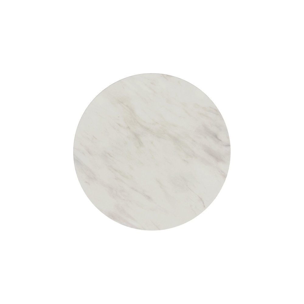Sutton Round End Table with White Faux Marble Top and Base in Natural. Picture 4