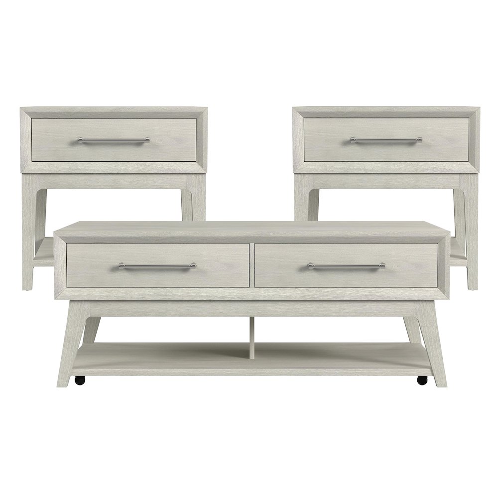 Clare 3PC Occasional Table Set in Almond-Coffee Table & Two End Tables. Picture 1