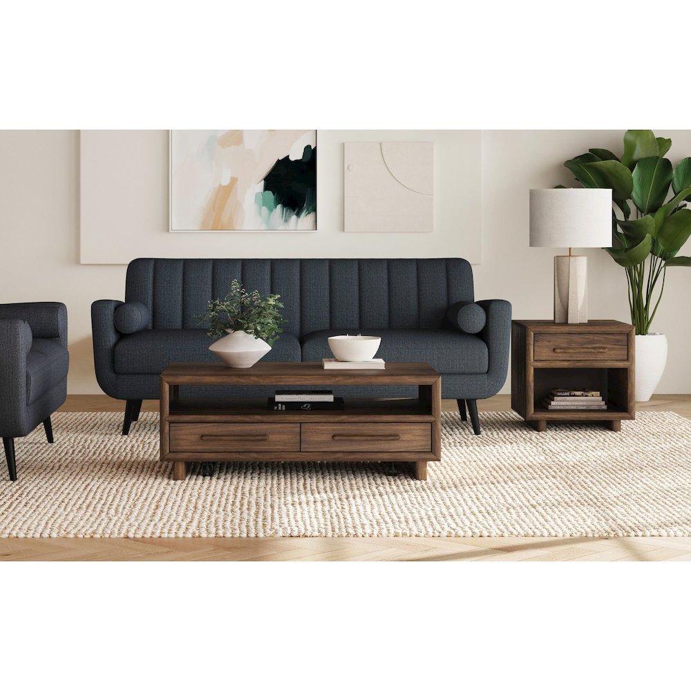 Perth 2PC Occasional Table Set in Brown-Coffee Table & End Table. Picture 2