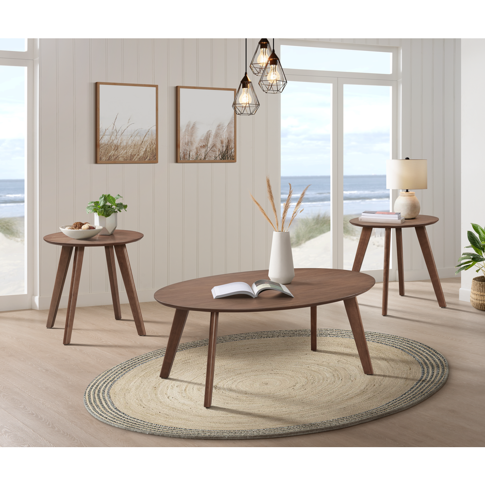 Nicco Three Pack Occasional Set with Coffee Table and 2 End Tables in Walnut. Picture 2