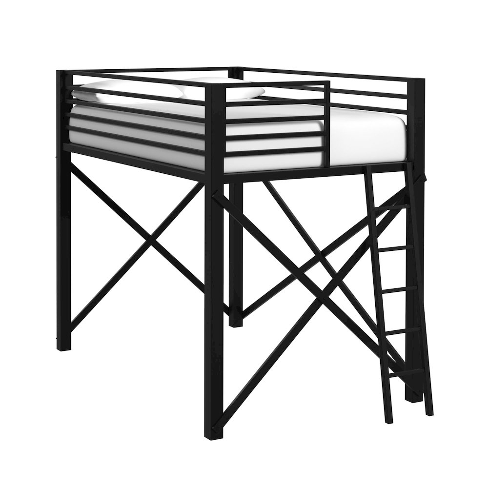Delilah Full Loft Bunk and Ladder in Black. Picture 1