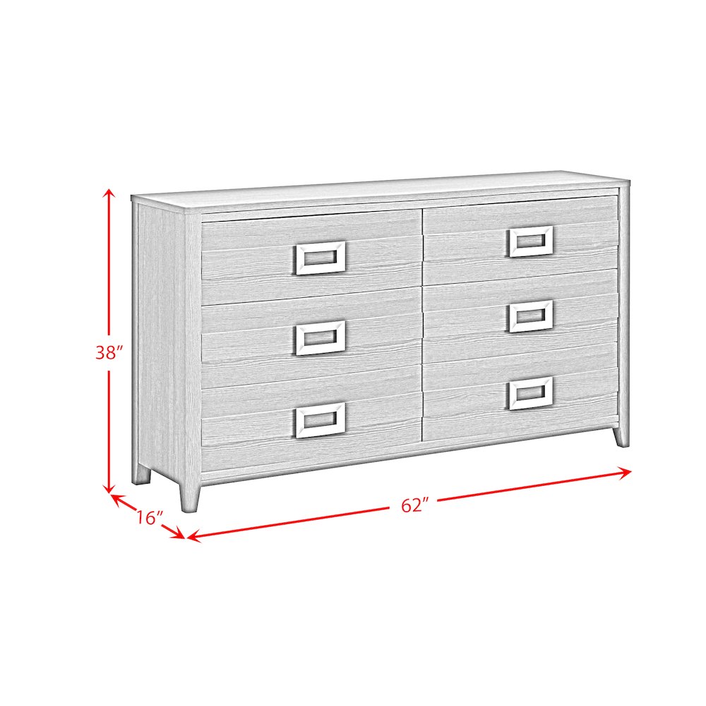 Chett 6-Drawer Dresser in White. Picture 8