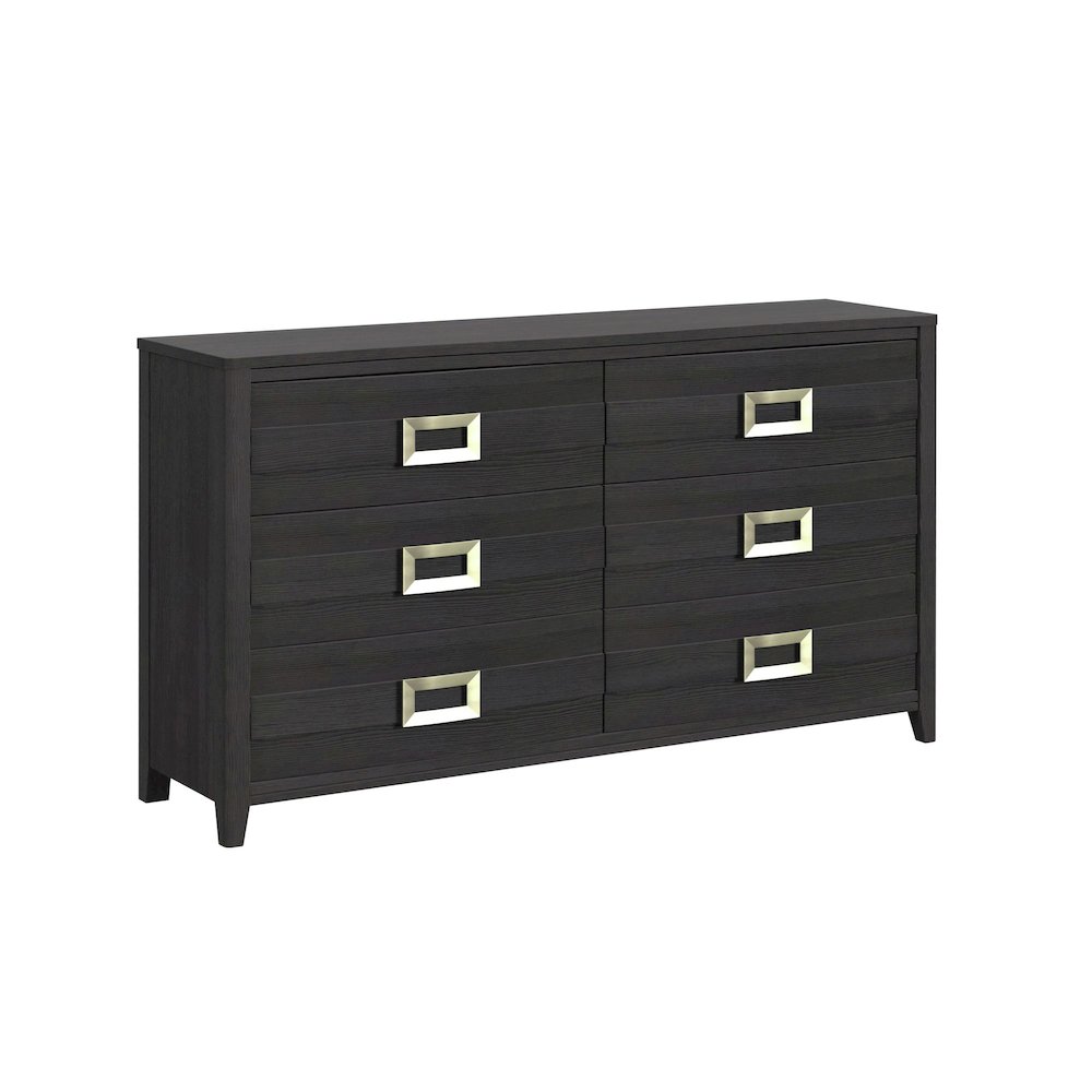 Tobias 6-Drawer Dresser in Black. Picture 1