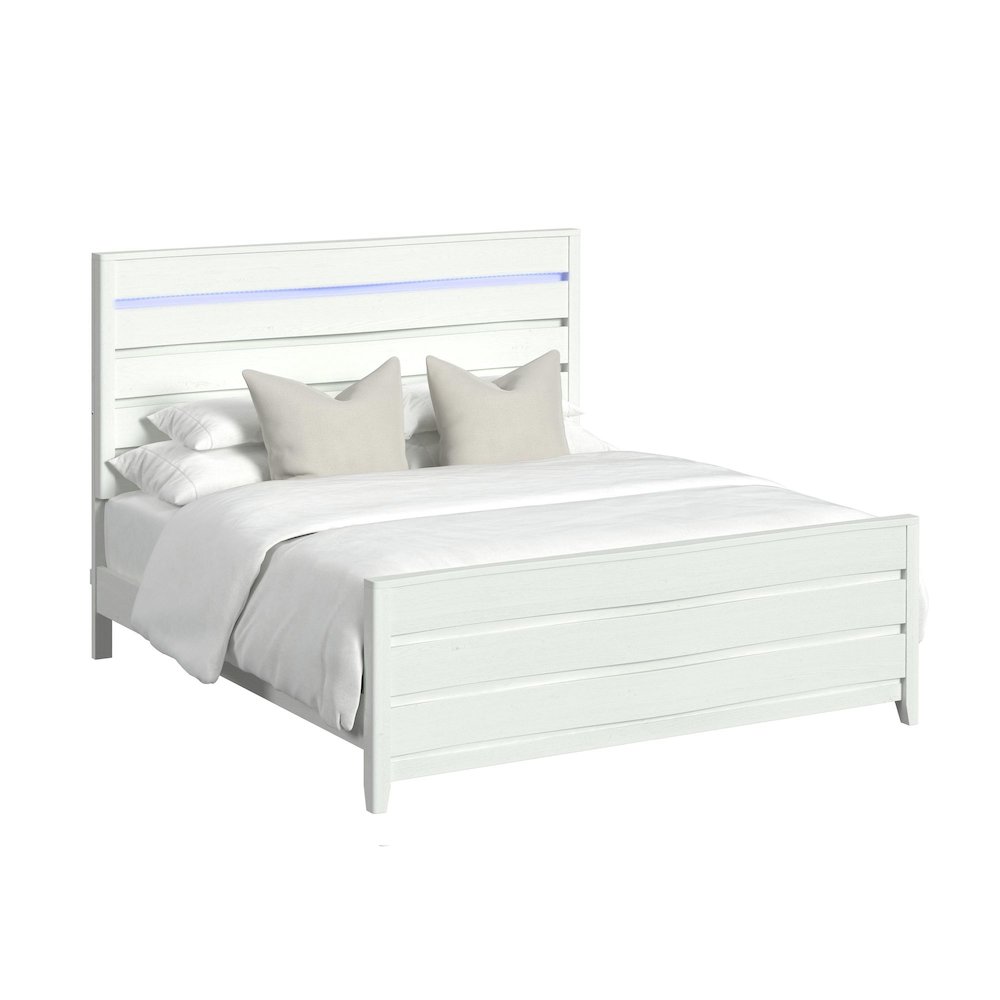 Chett King Bed with LED in White. Picture 1