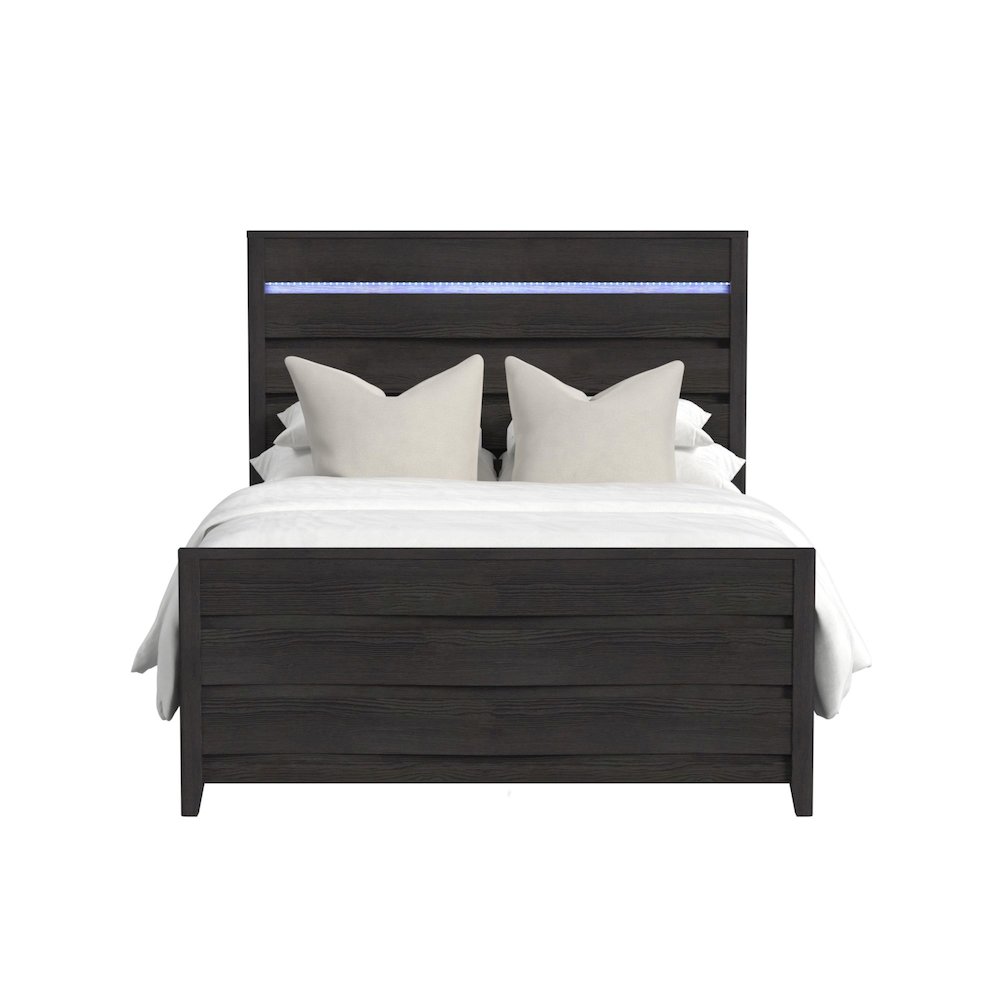 Tobias Full Bed with LED in Black. Picture 2