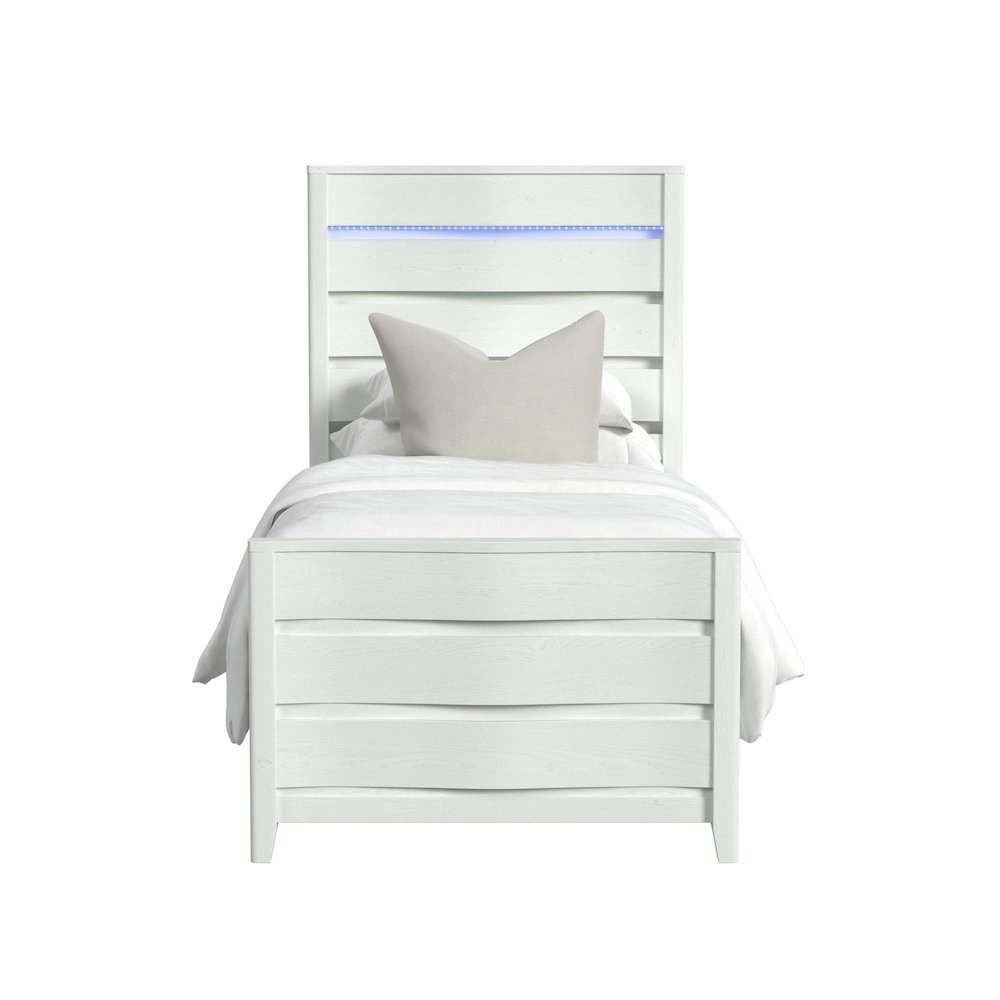 Chett Twin Bed with LED in White. Picture 3