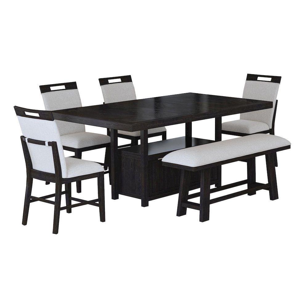Transcend 6PC Counter Height Dining Set in Charcoal-Table, Four Chairs & Bench. Picture 1