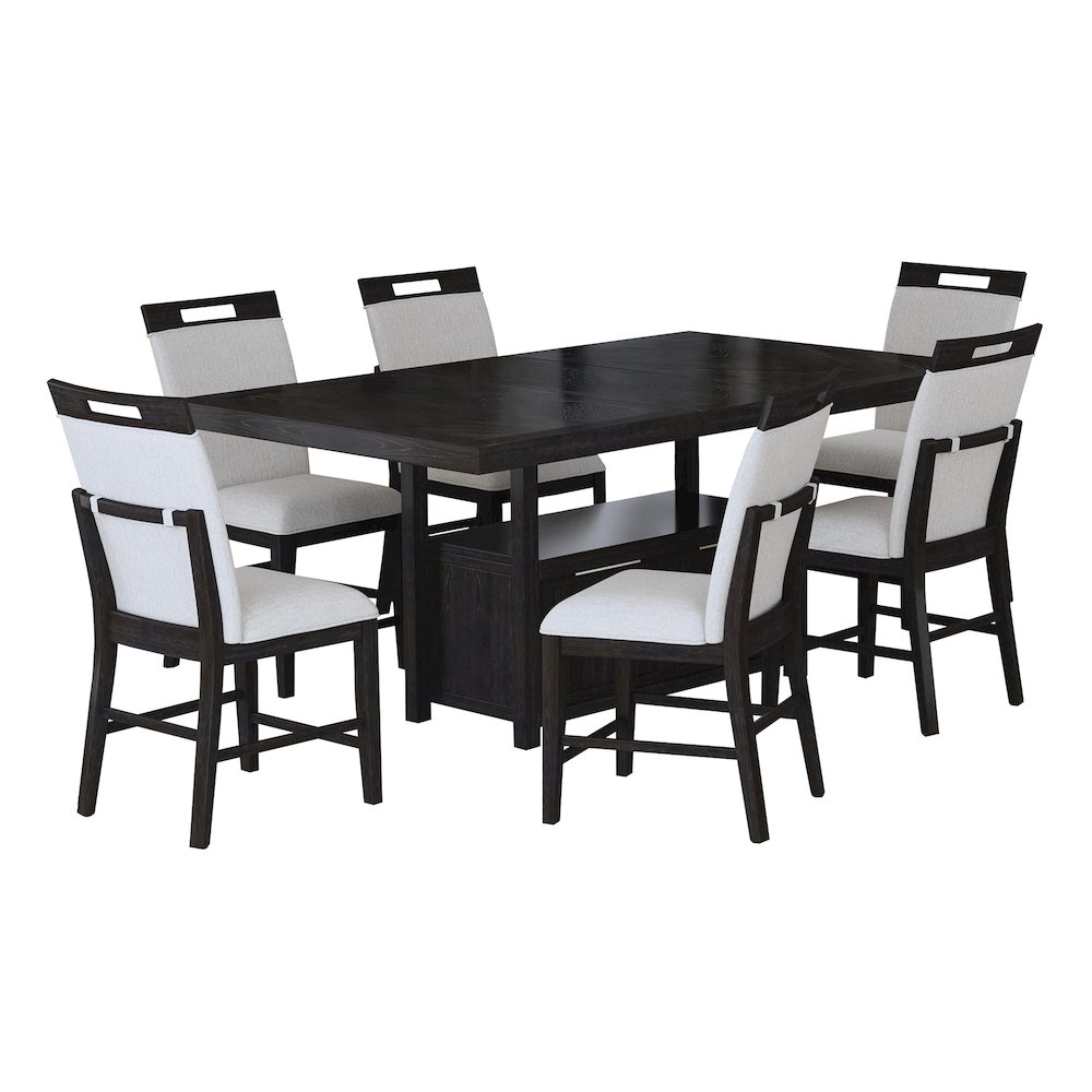 Transcend 7PC Counter Height Dining Set in Charcoal-Table and Six Chairs. Picture 1