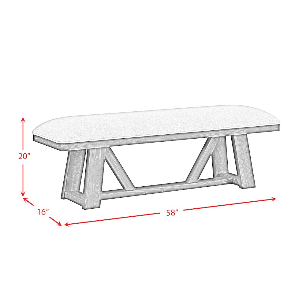 Pinnacle Dining Bench with Light Grey Fabric in Charcoal. Picture 5