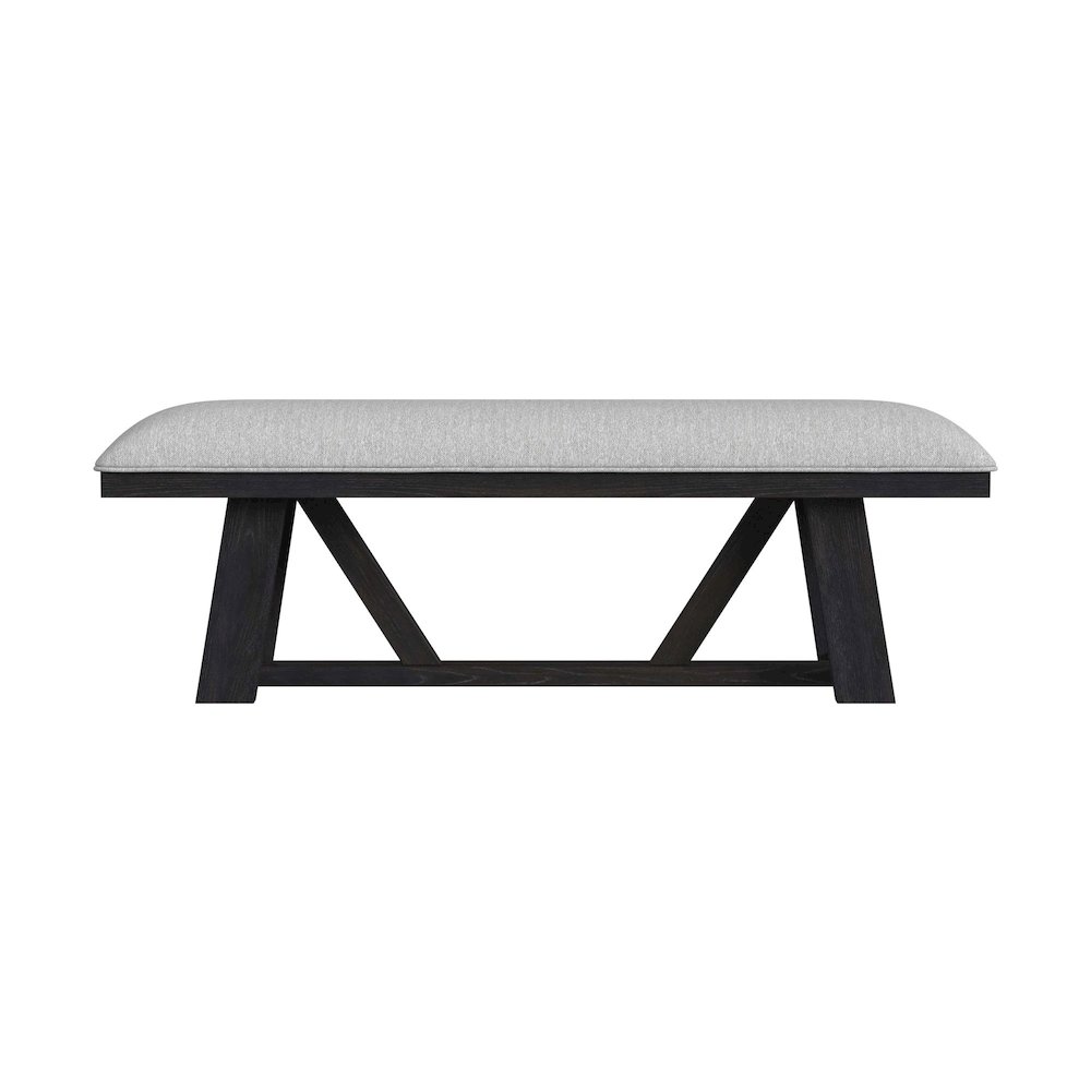 Pinnacle Dining Bench with Light Grey Fabric in Charcoal. Picture 2