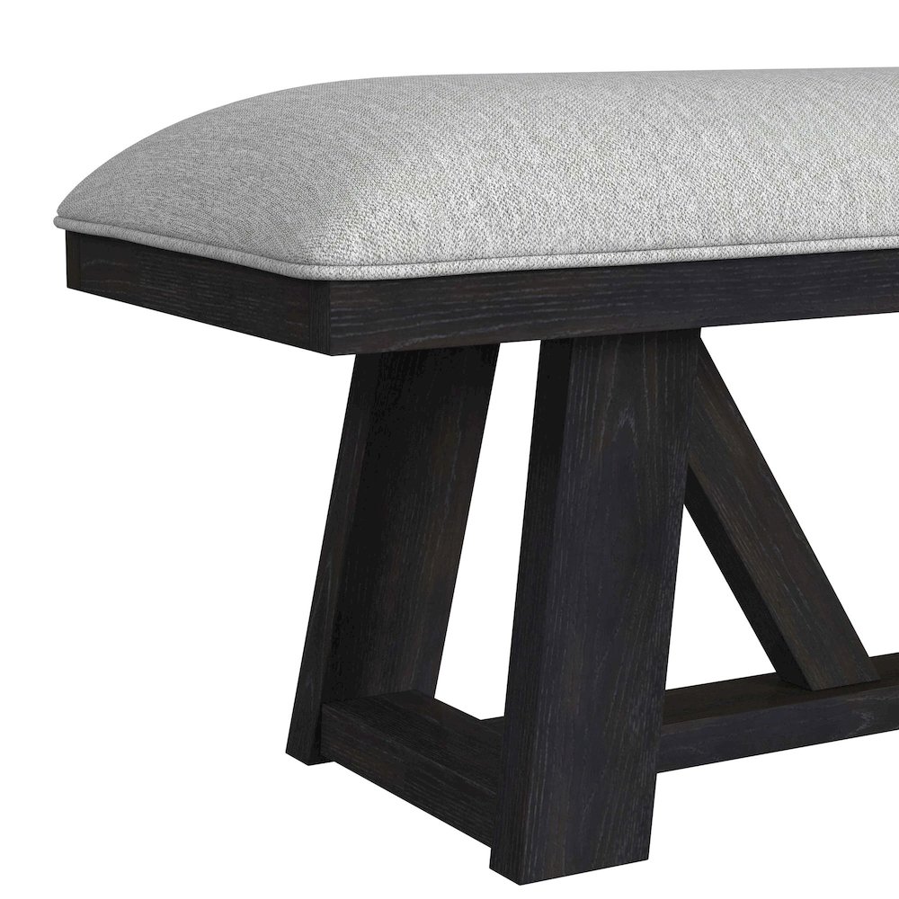 Pinnacle Dining Bench with Light Grey Fabric in Charcoal. Picture 4