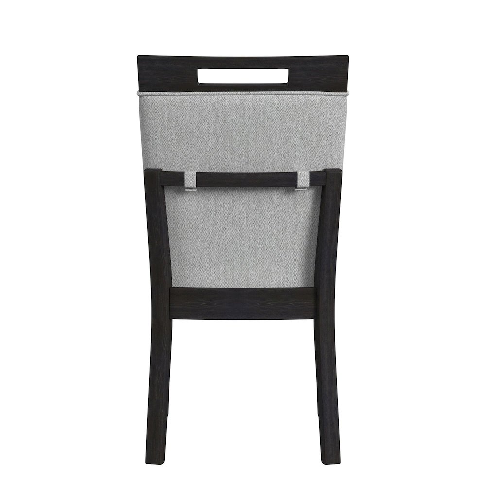 Pinnacle Dining Side Chair with Light Grey Fabric in Charcoal (2 Per Carton). Picture 3