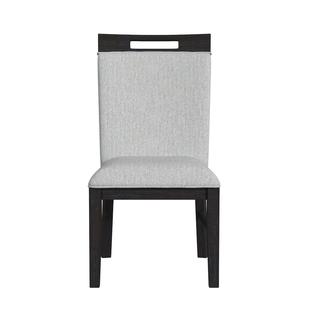 Pinnacle Dining Side Chair with Light Grey Fabric in Charcoal (2 Per Carton). Picture 2