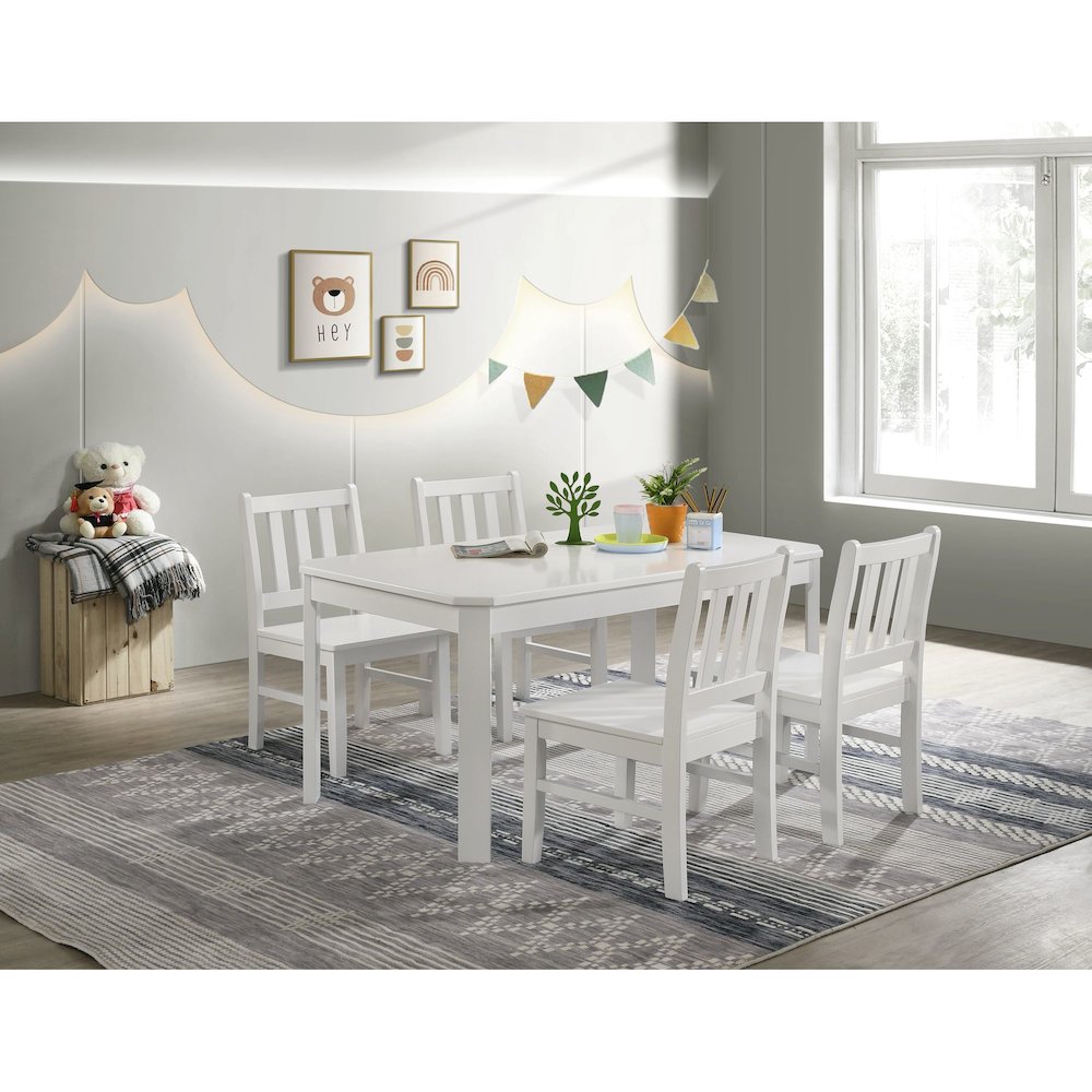 Daniel 5PC Dining Set with Table and 4 Chairs in White. Picture 5