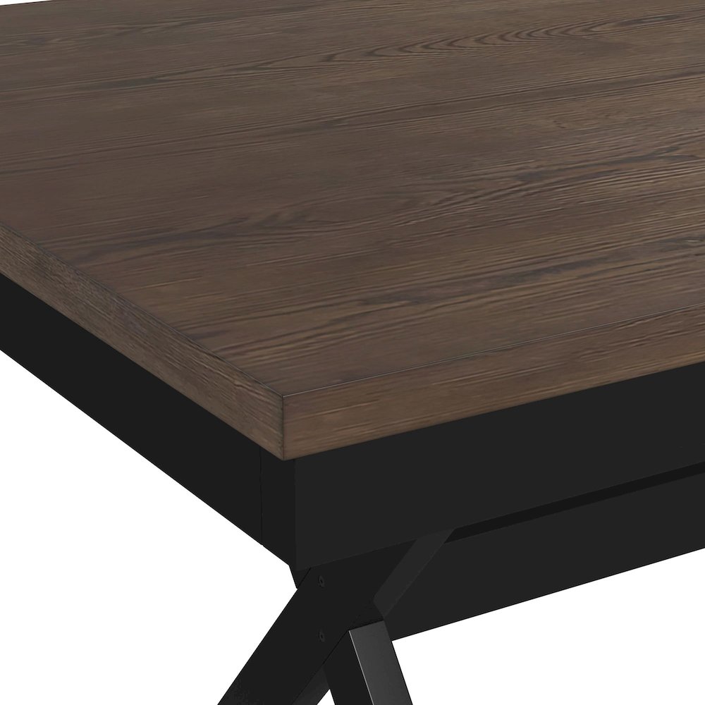 Lorraine 6PC Dining Set with Table, 4 Chairs, and Bench in Oak and Black. Picture 8