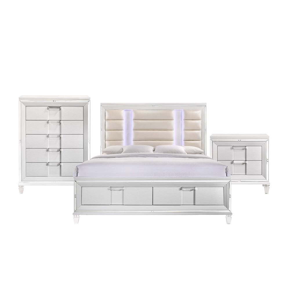 Charlotte King Storage 3PC Bedroom Set in White. Picture 1