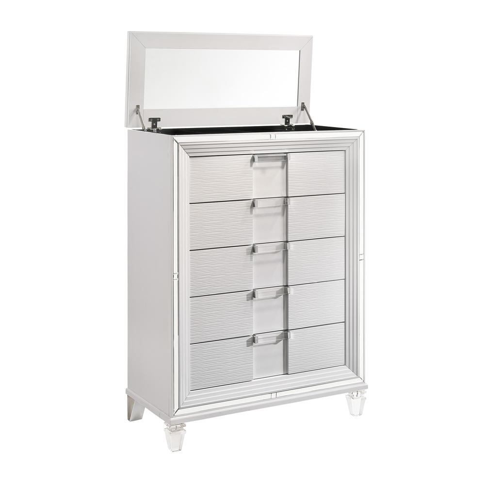 Charlotte 5-Drawer Flip-Top Chest in White. Picture 3