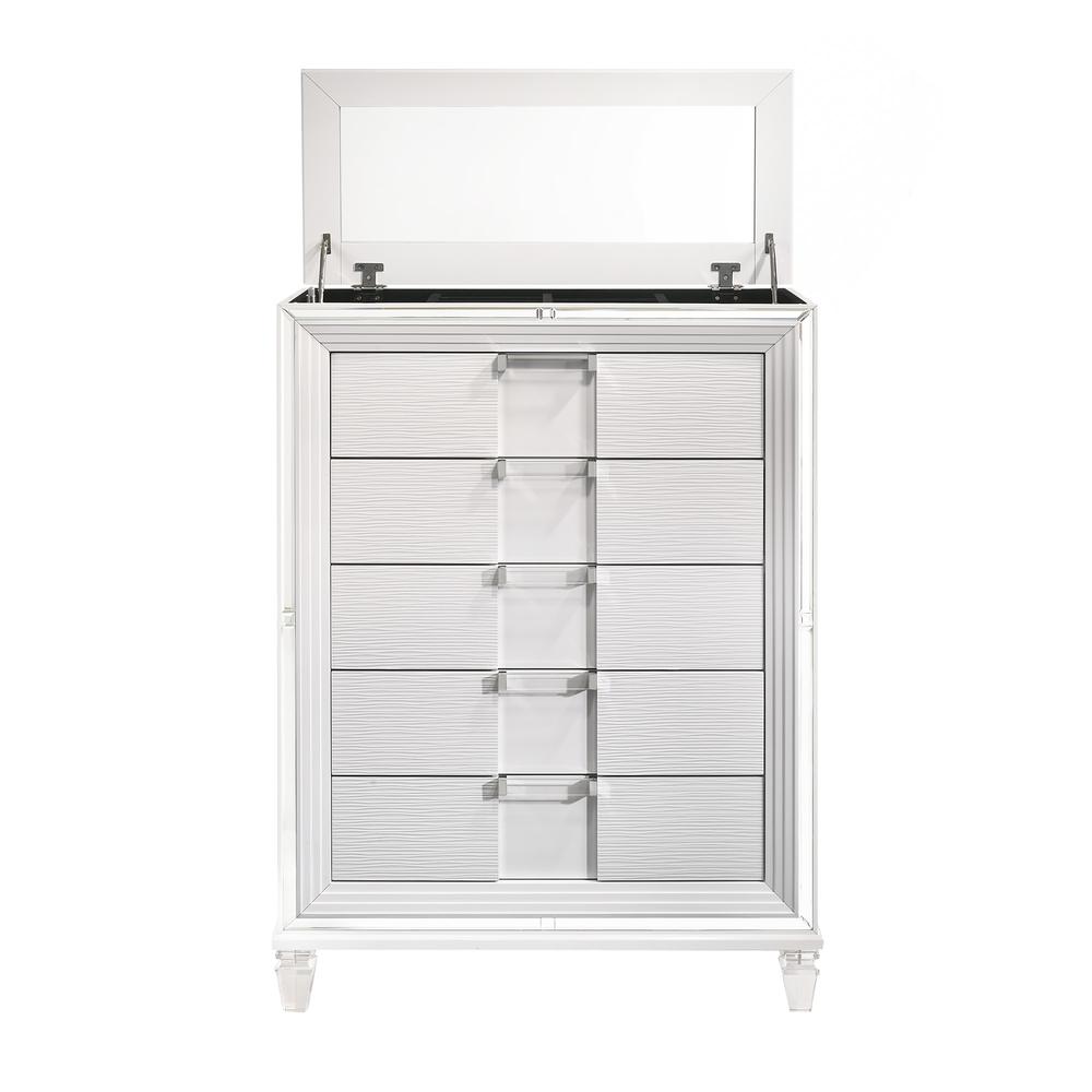 Charlotte 5-Drawer Flip-Top Chest in White. Picture 5