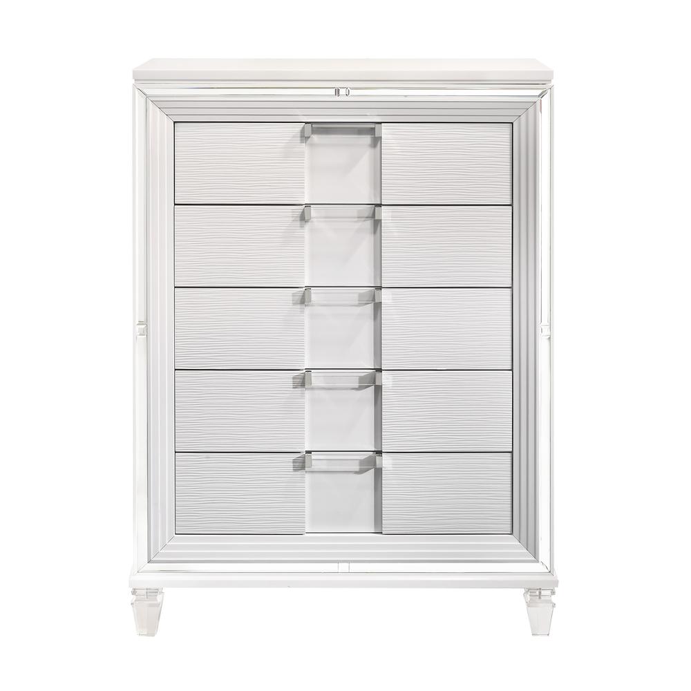 Charlotte 5-Drawer Flip-Top Chest in White. Picture 4