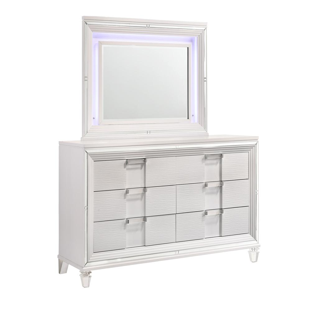 Charlotte 6-Drawer Dresser w/ Mood Lighting Mirror in White. Picture 1