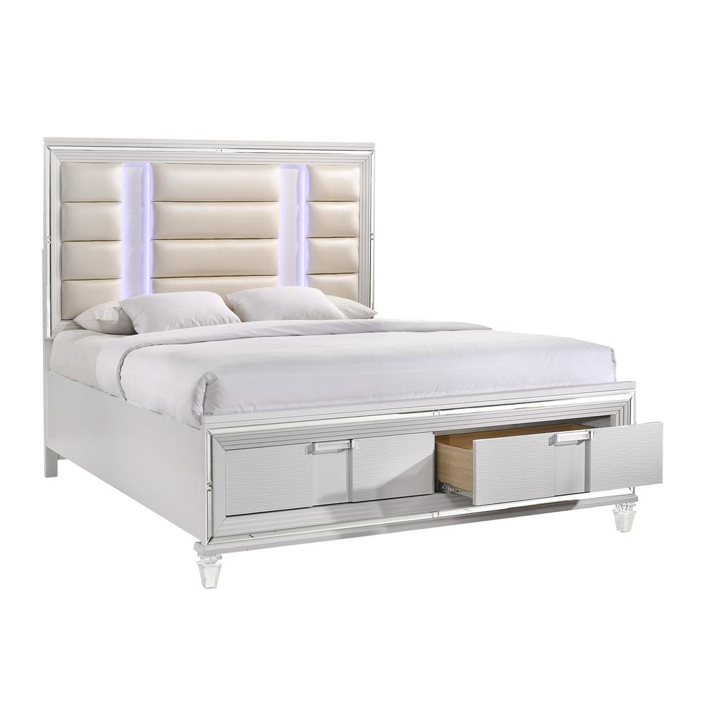 Charlotte 2-Drawer King Storage Bed in White. Picture 1