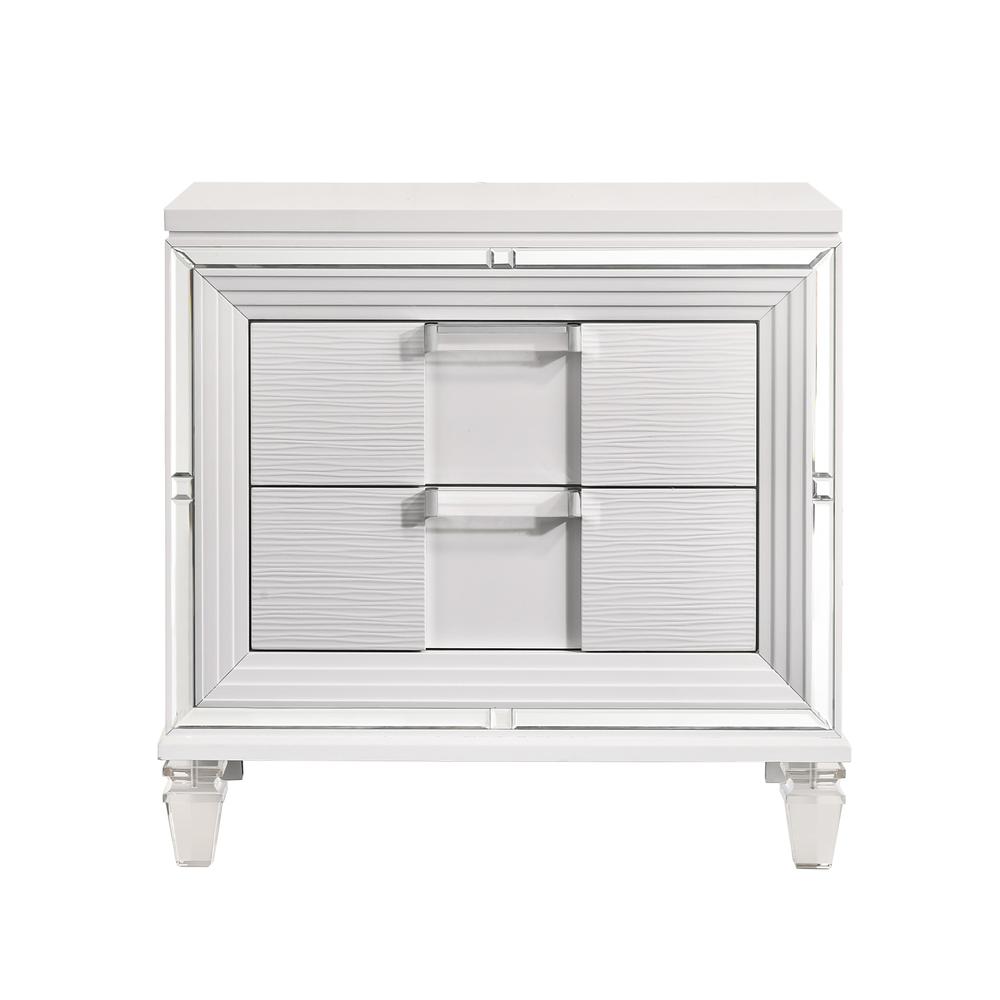 Charlotte 2-Drawer Nightstand w/ USB in White. Picture 3