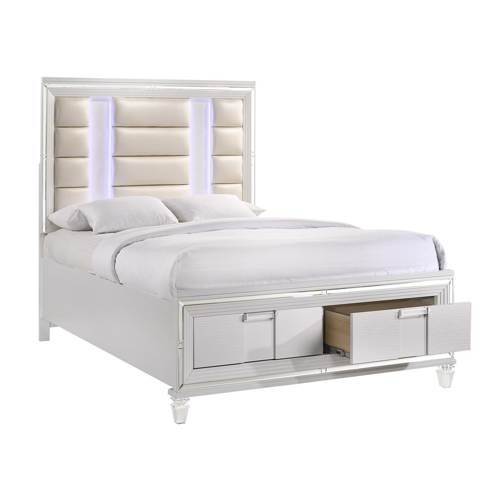 Charlotte 2-Drawer Queen Storage Bed in White. Picture 1