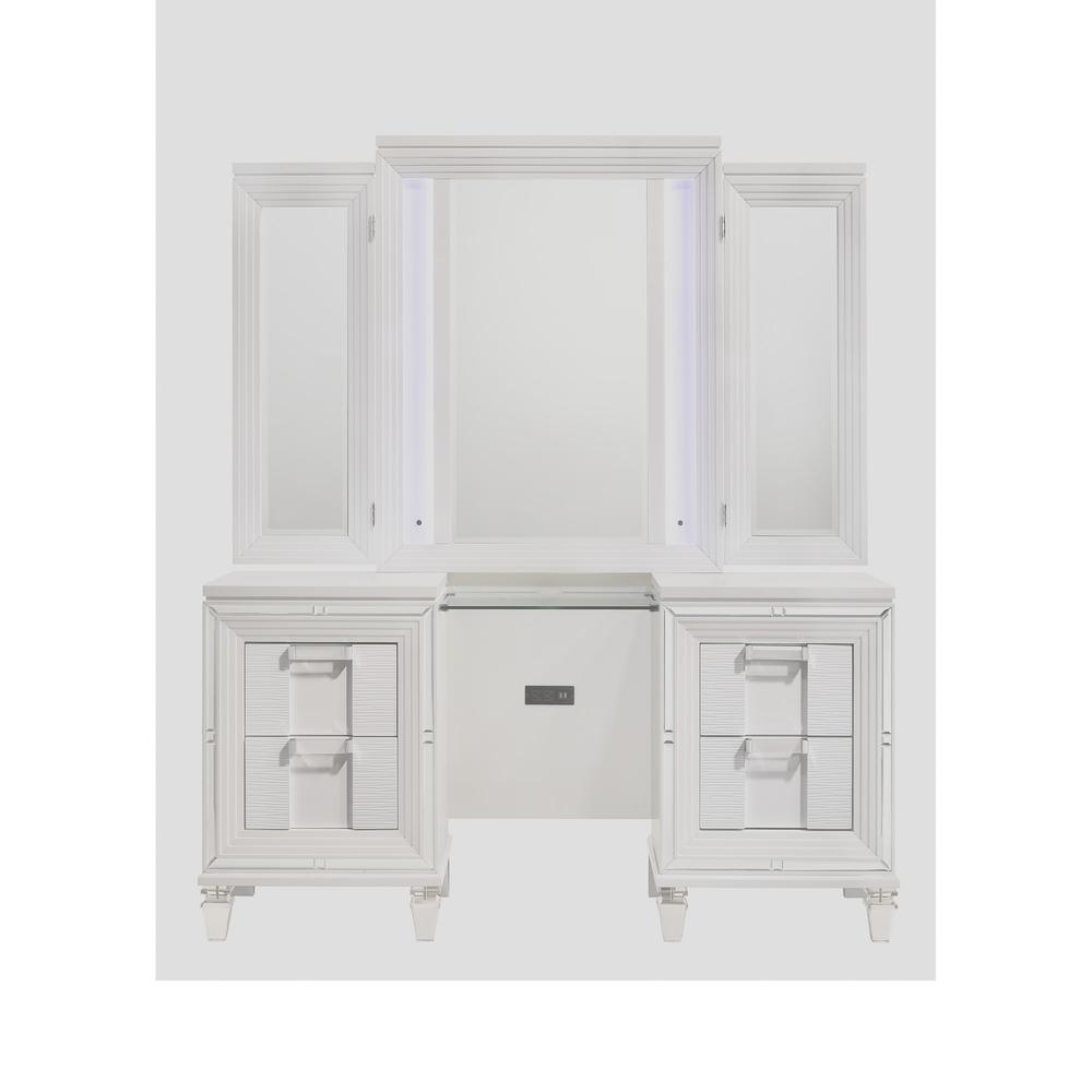 Charlotte Vanity Set with USB in White. Picture 4