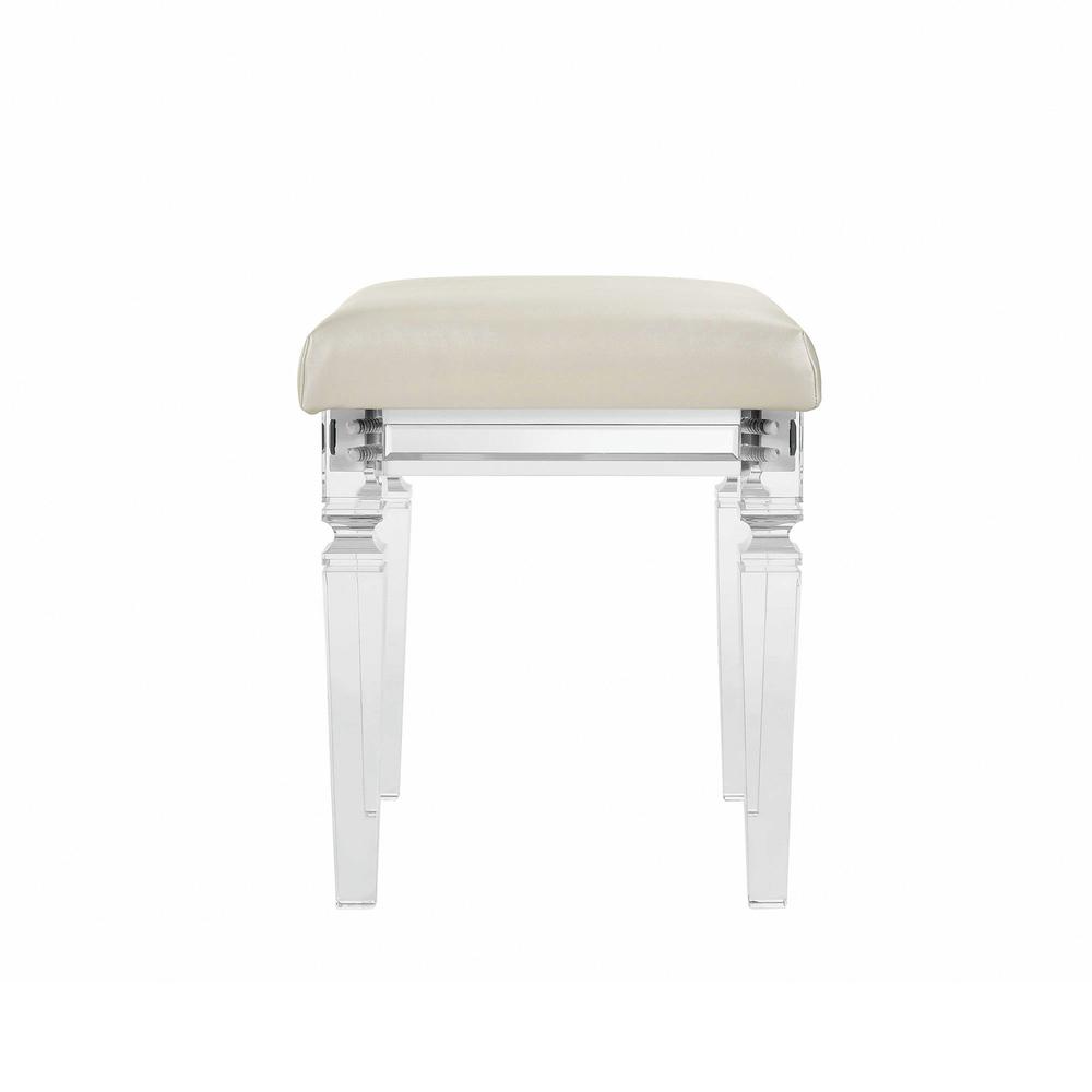 Picket House Furnishings Charlotte Vanity Stool with Acrylic Leg. Picture 3