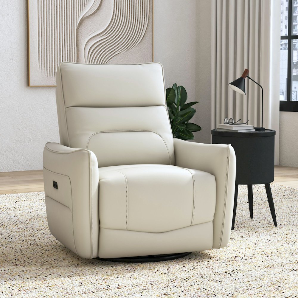 Rodger P1 Recliner with Glider and Swivel in Del Mar Cream. Picture 1