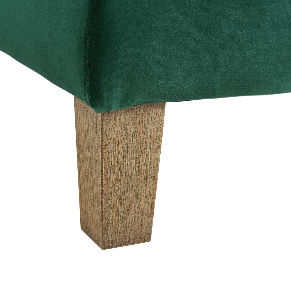 Green Tufted Storage Ottoman Bench with Rubberwood Frame for Entryway. Picture 10
