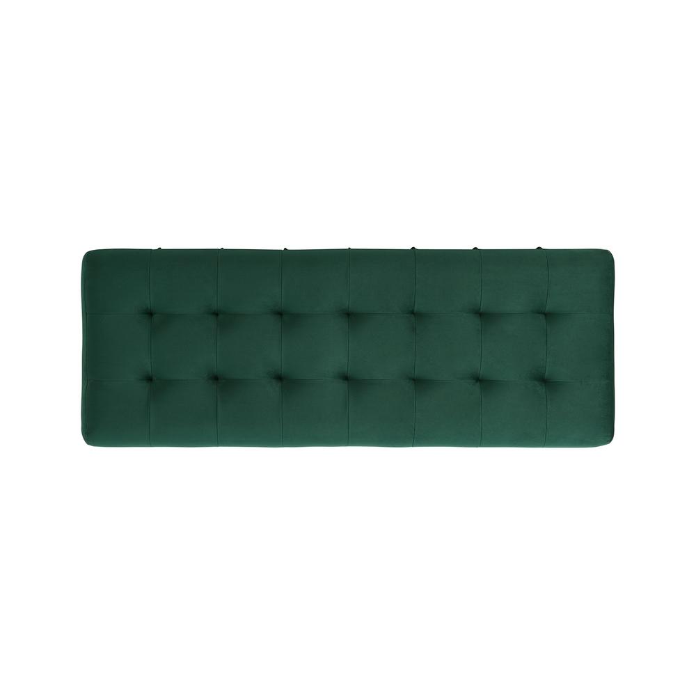 Green Tufted Storage Ottoman Bench with Rubberwood Frame for Entryway. Picture 3