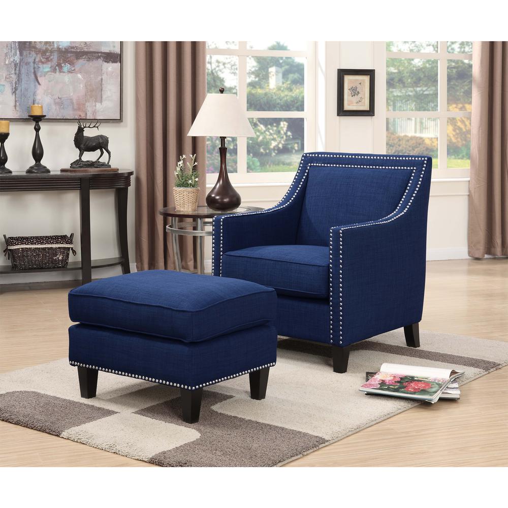 Emery Blue Ottoman. Picture 3