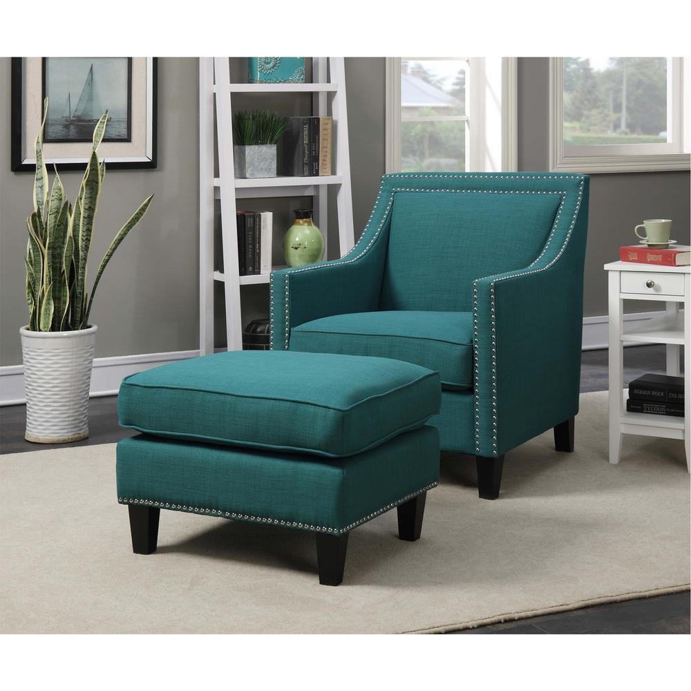 Emery Teal Ottoman. Picture 2
