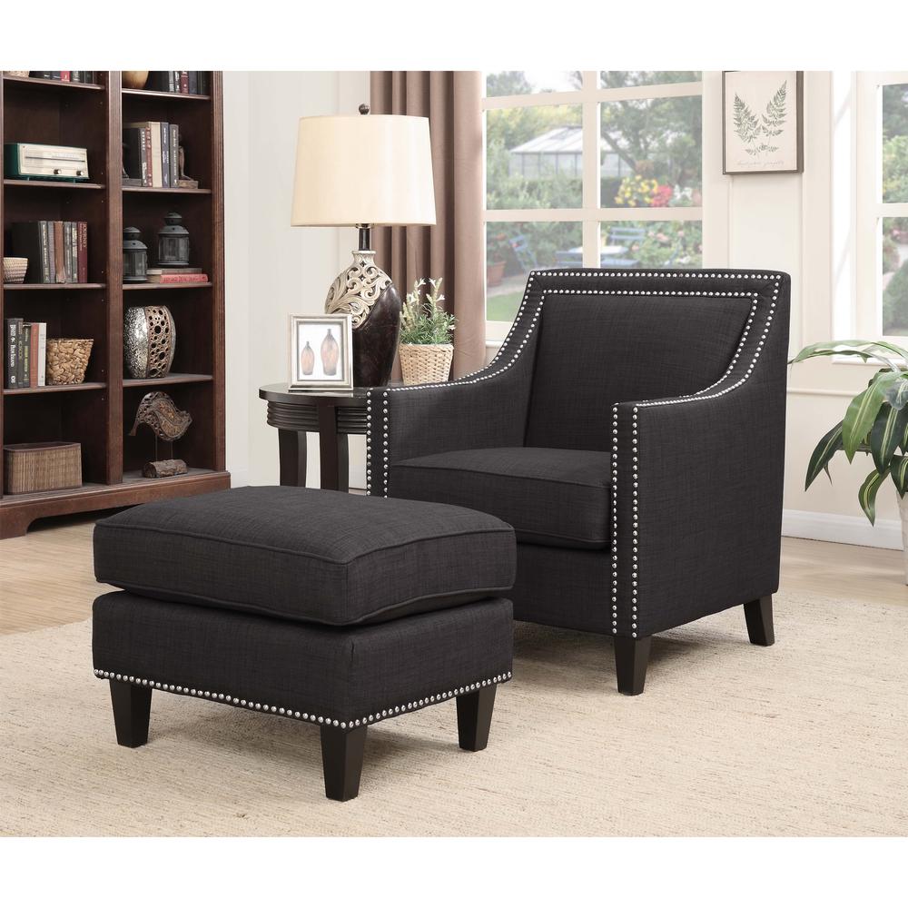 Emery Charcoal Ottoman. Picture 3
