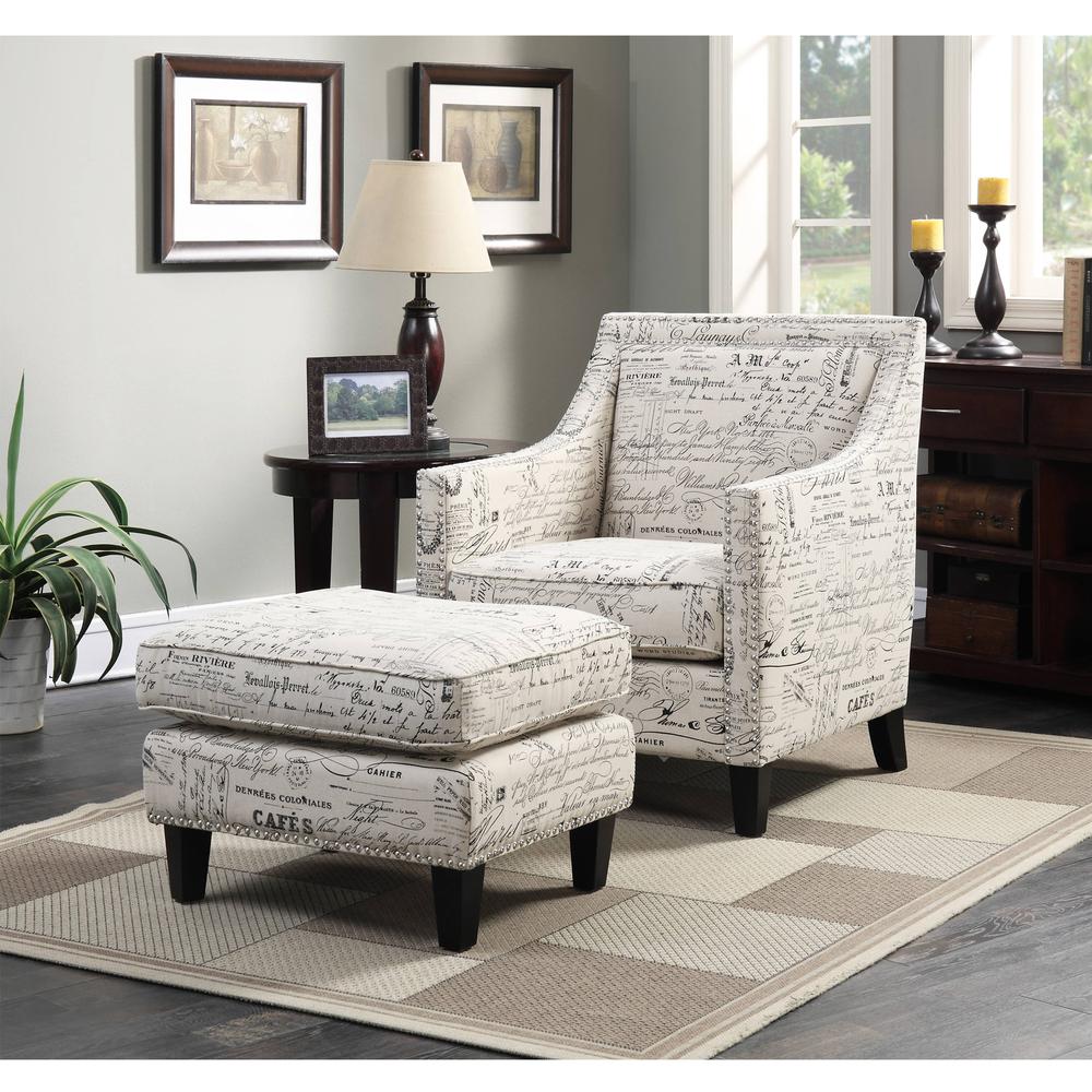 Emery French Script Chair & Ottoman. Picture 15