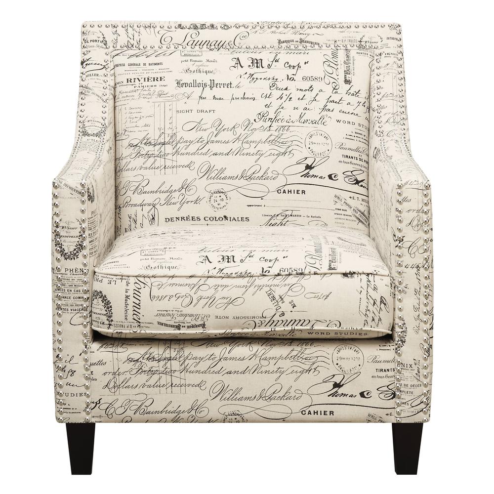 Emery French Script Chair & Ottoman. Picture 1
