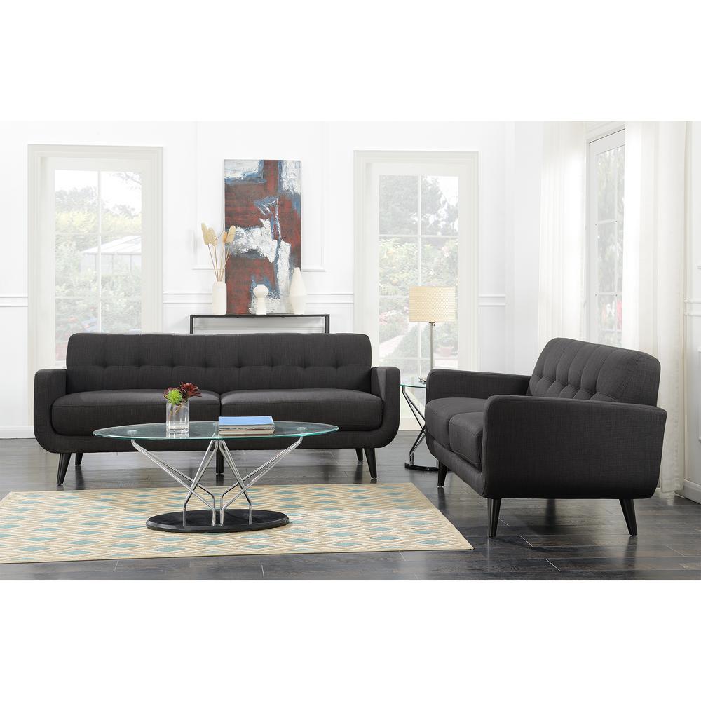 Hailey Sofa & Loveseat Set in Charcoal. Picture 1