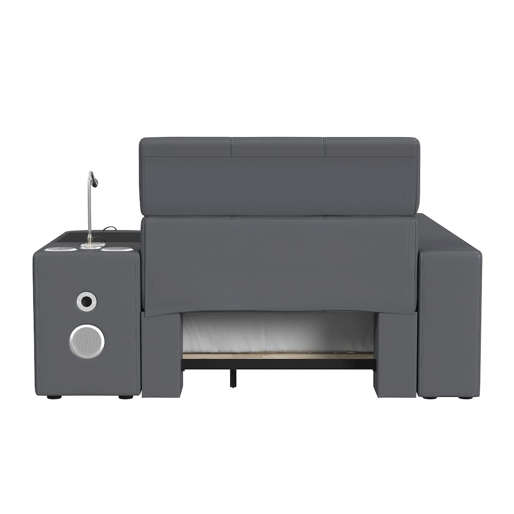 Booker Twin Transformer Bed with Electronic Features in Grey PU. Picture 5