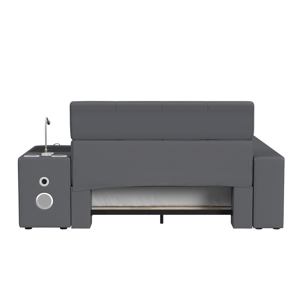 Booker Full Transformer Bed with Electronic Features in Grey PU. Picture 5