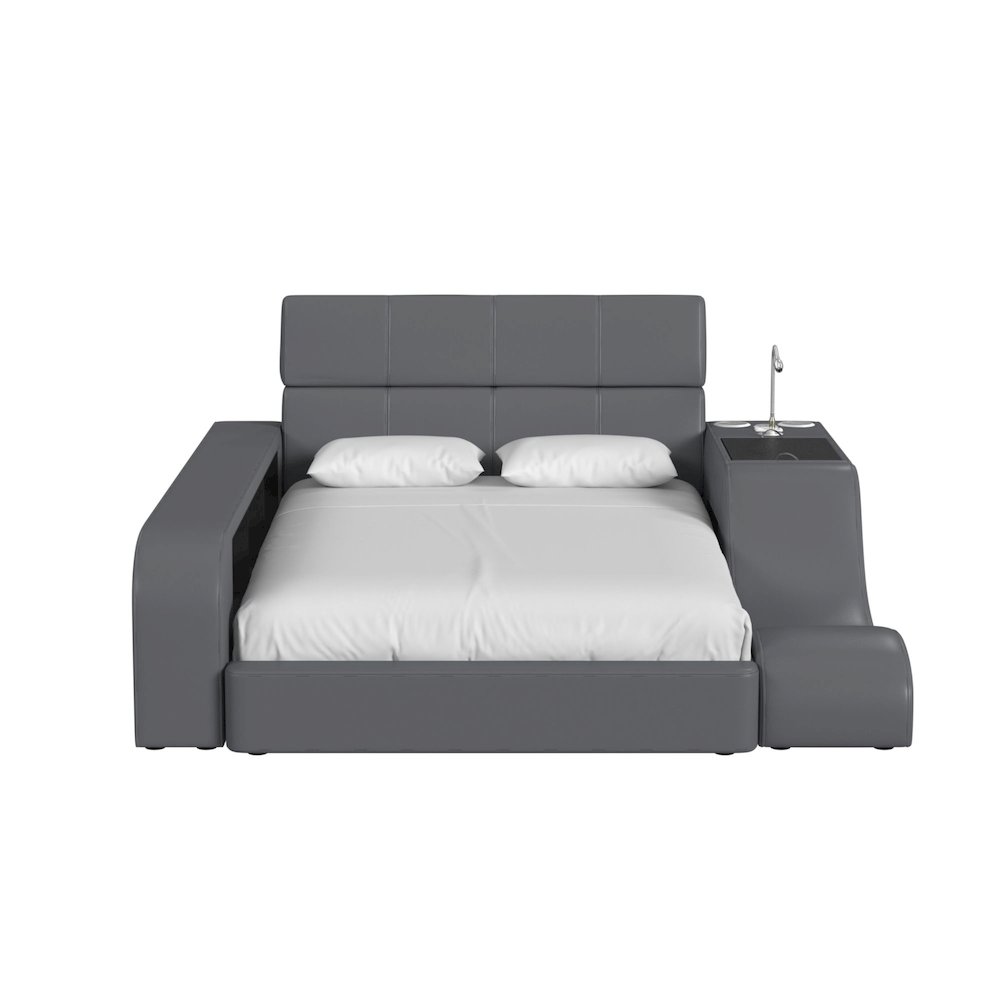 Booker Full Transformer Bed with Electronic Features in Grey PU. Picture 2