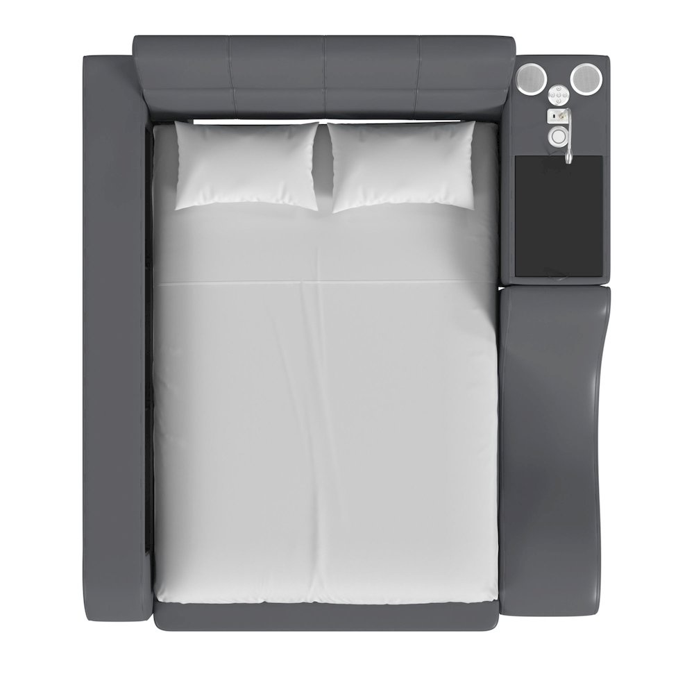 Booker Full Transformer Bed with Electronic Features in Grey PU. Picture 7