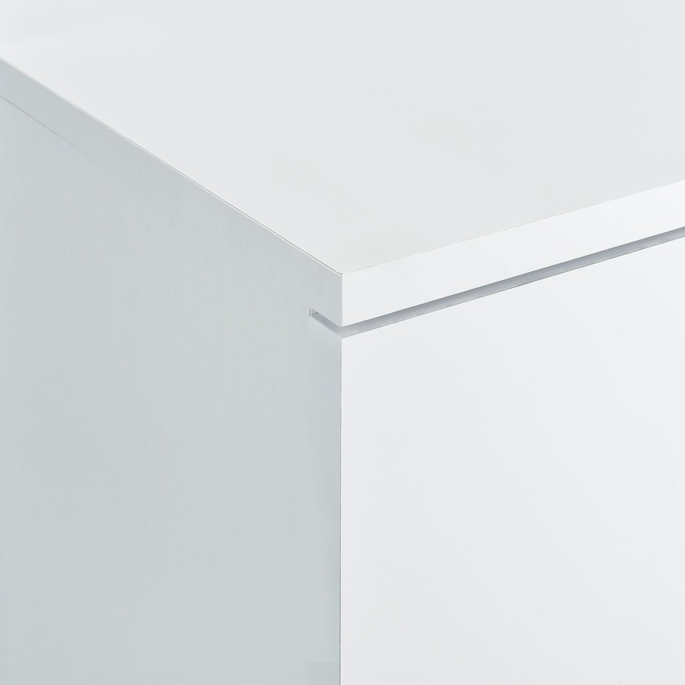 Alberta  Floor Mirror With Storage in White. Picture 9