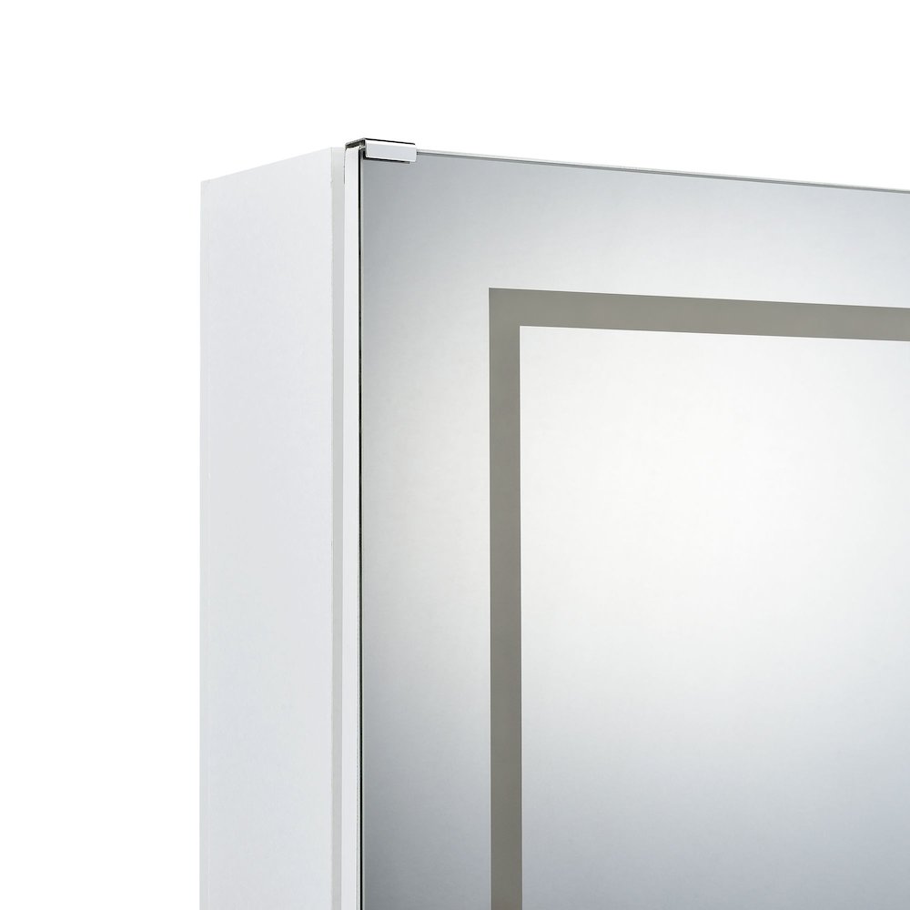 Alberta  Floor Mirror With Storage in White. Picture 7