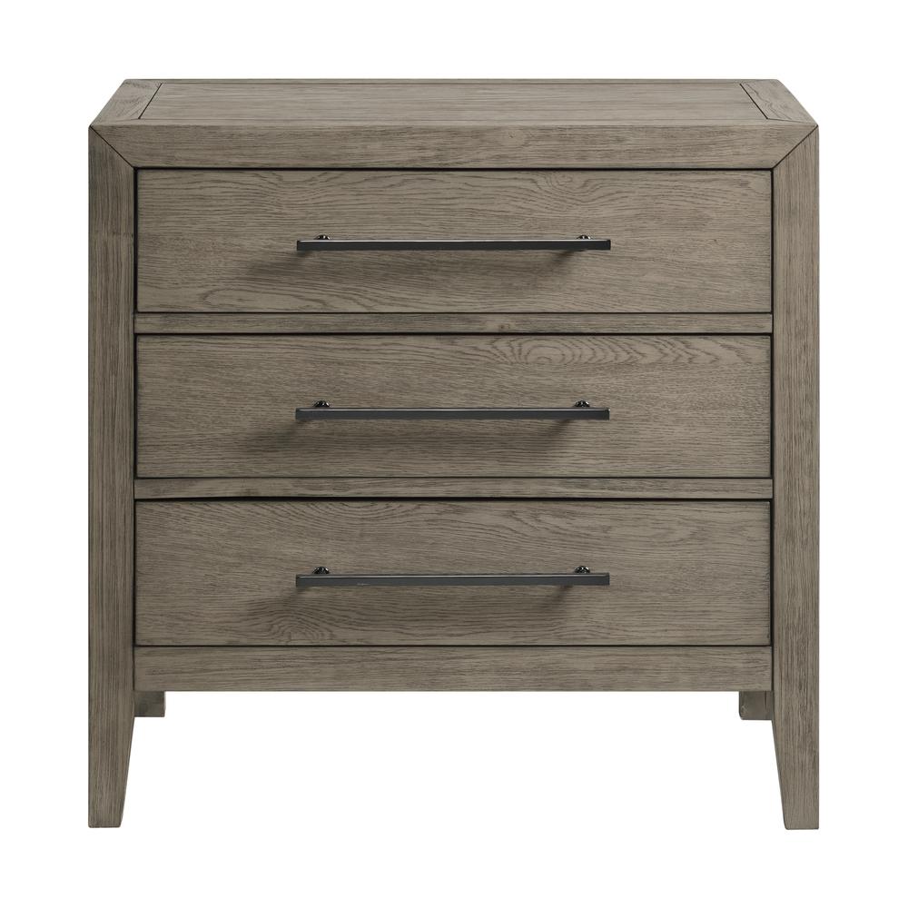 Armes 3-Drawer Nightstand in Grey. Picture 2